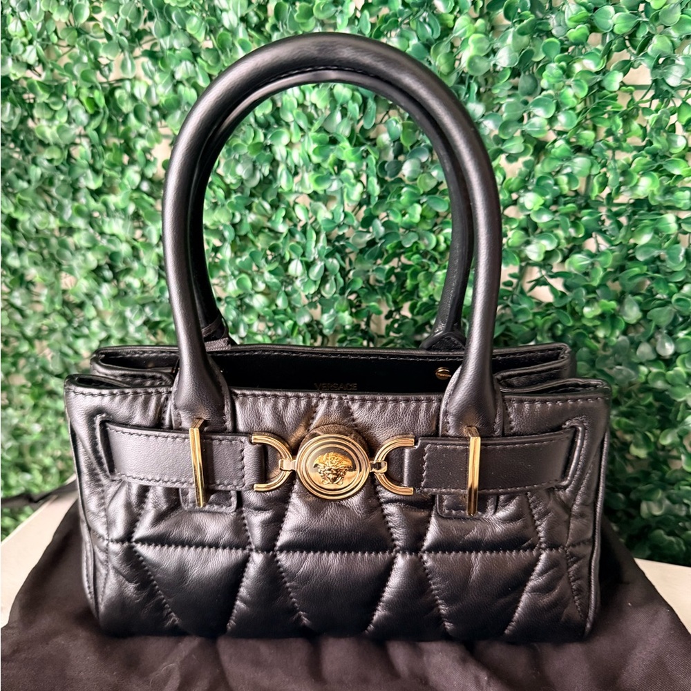 Versace Medusa 95 Small Black Quilted Handbag NWT